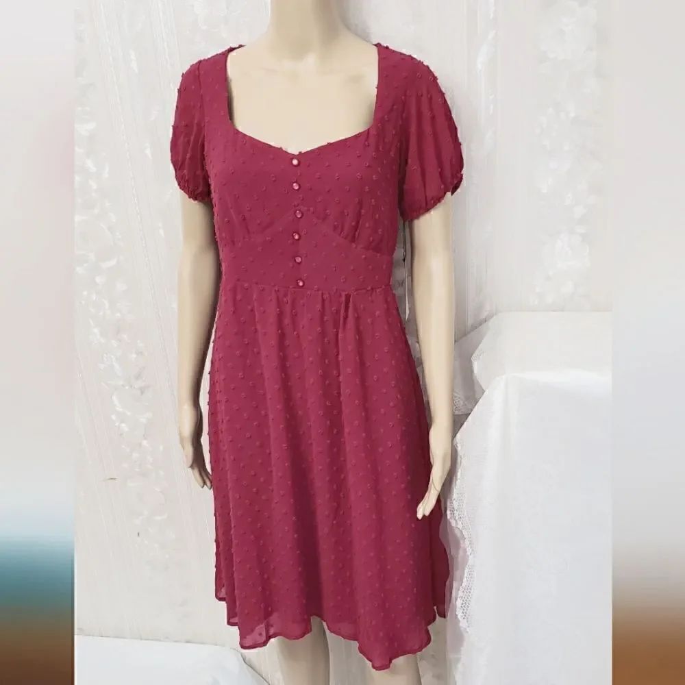 Max+Ash Fuzz Details Pink Midi Dress NWT Size M